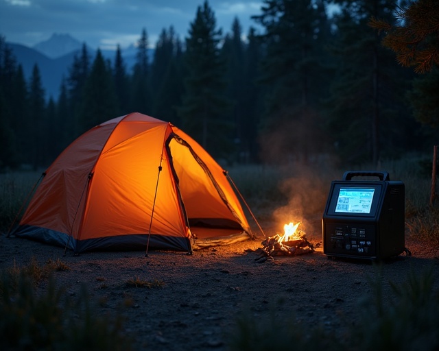 Jackery HomePower 3000 in use at campsite Jackery HomePower 3000 powering camping equipment