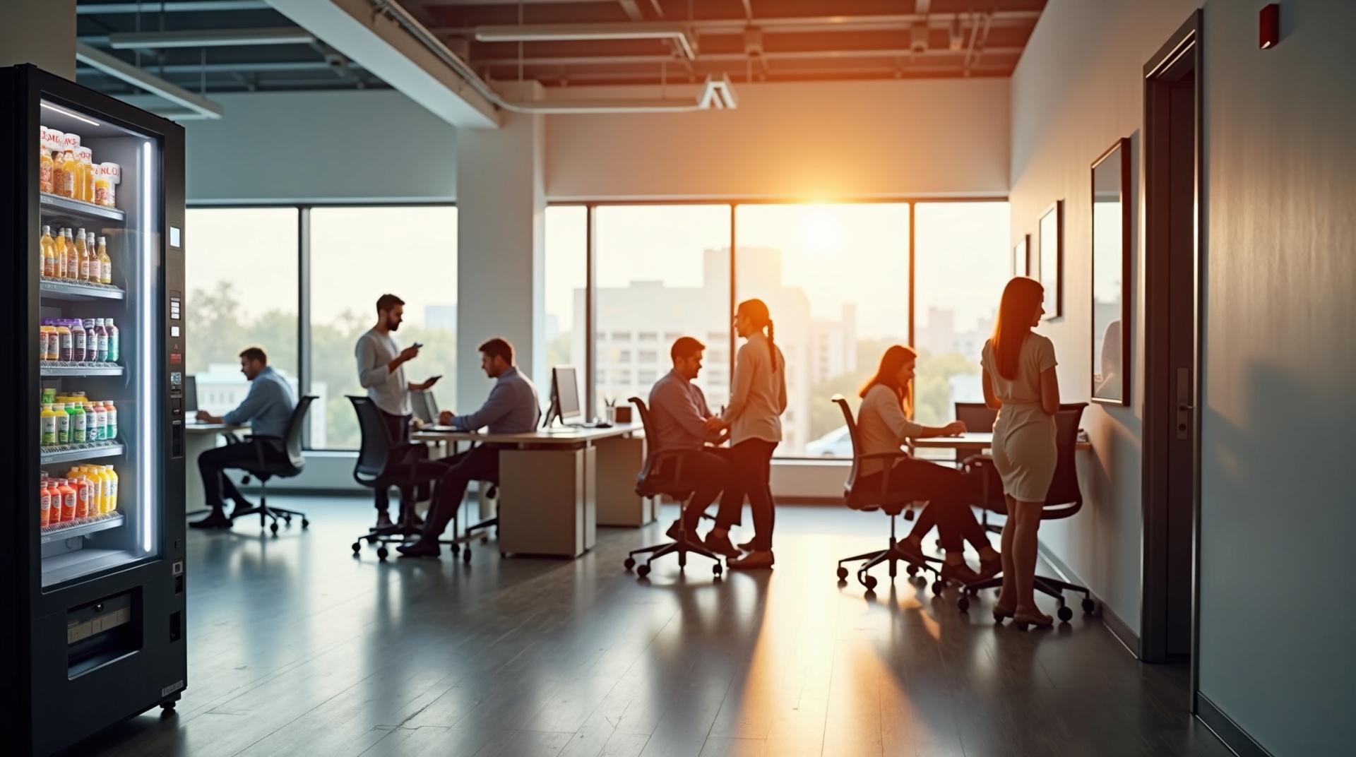 Modern office with vending machine