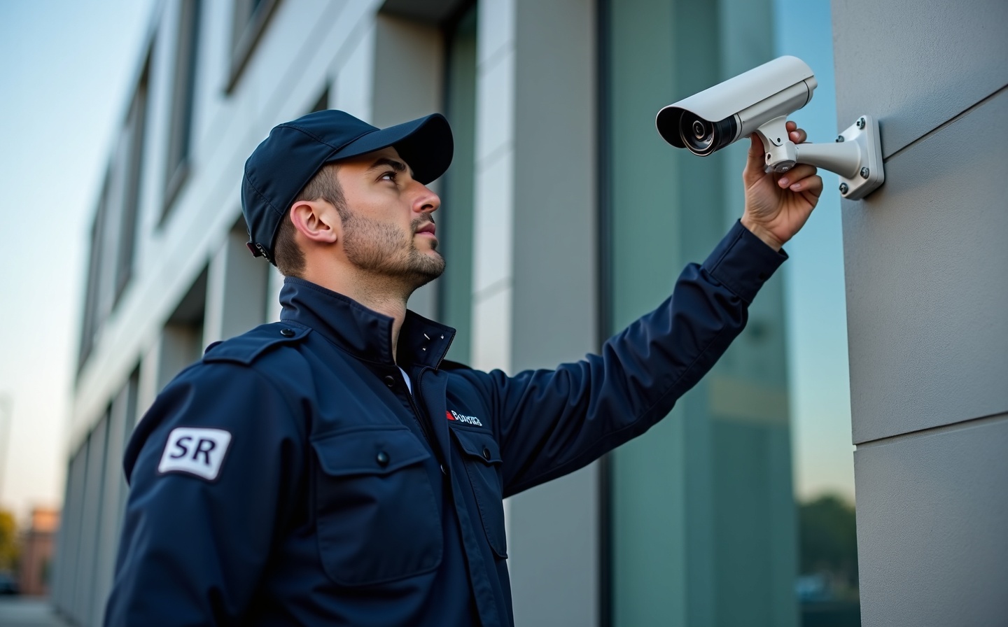 Gabriel Security technician installing security camera