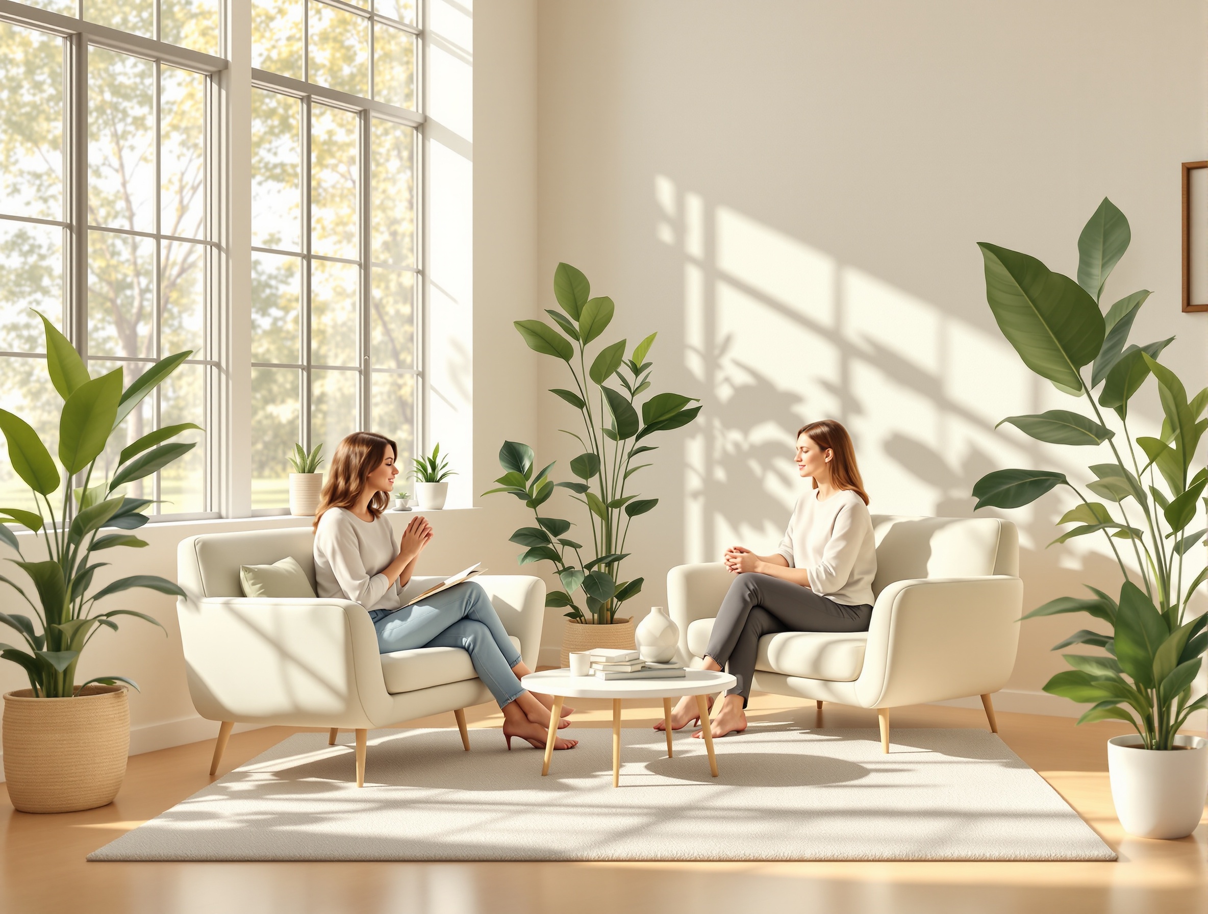 Modern calm therapy room interior at Into The Light anxiety treatment center