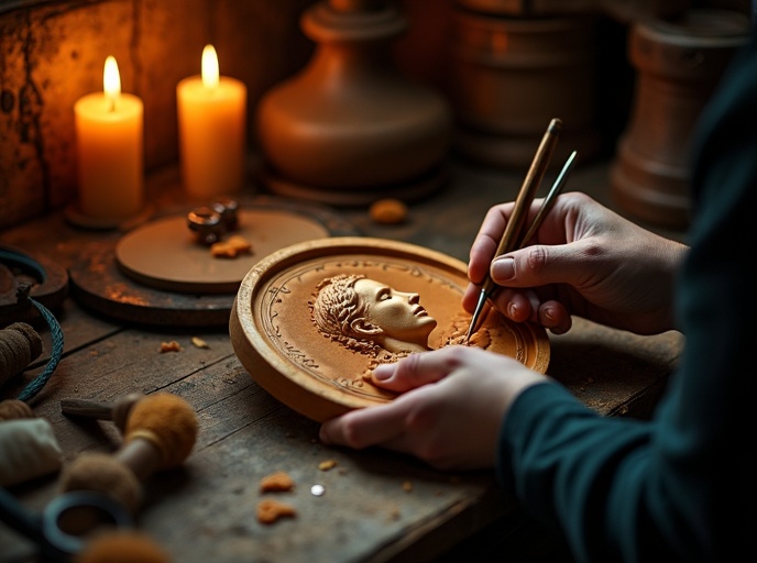 Master artisan sculpting at the atelier