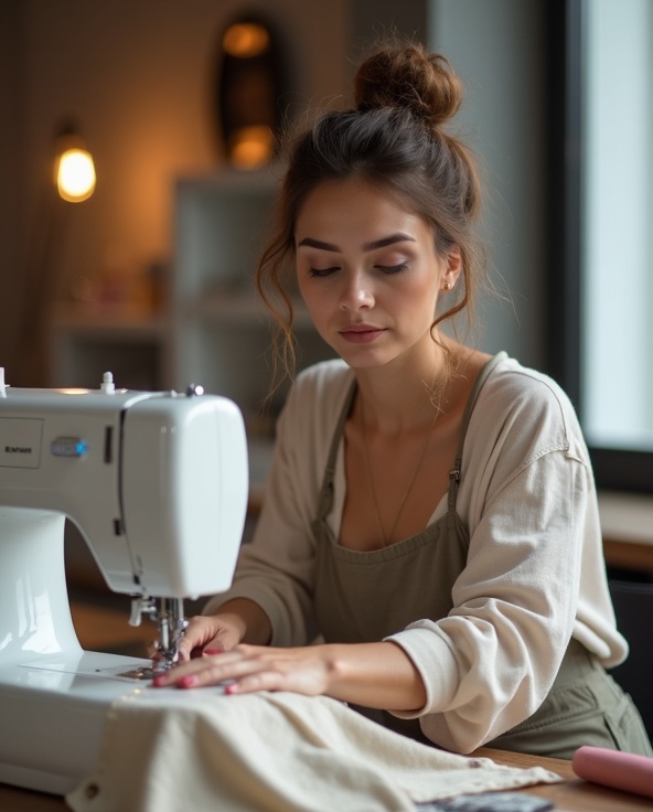 Costureira profissional trabalhando