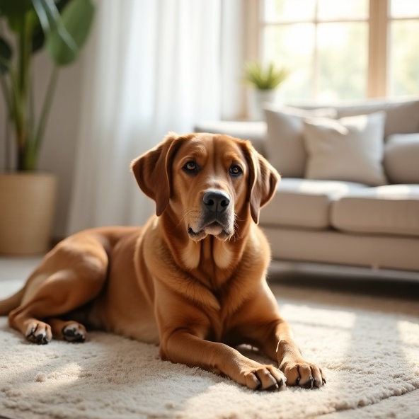 Dog relaxing in a home environment