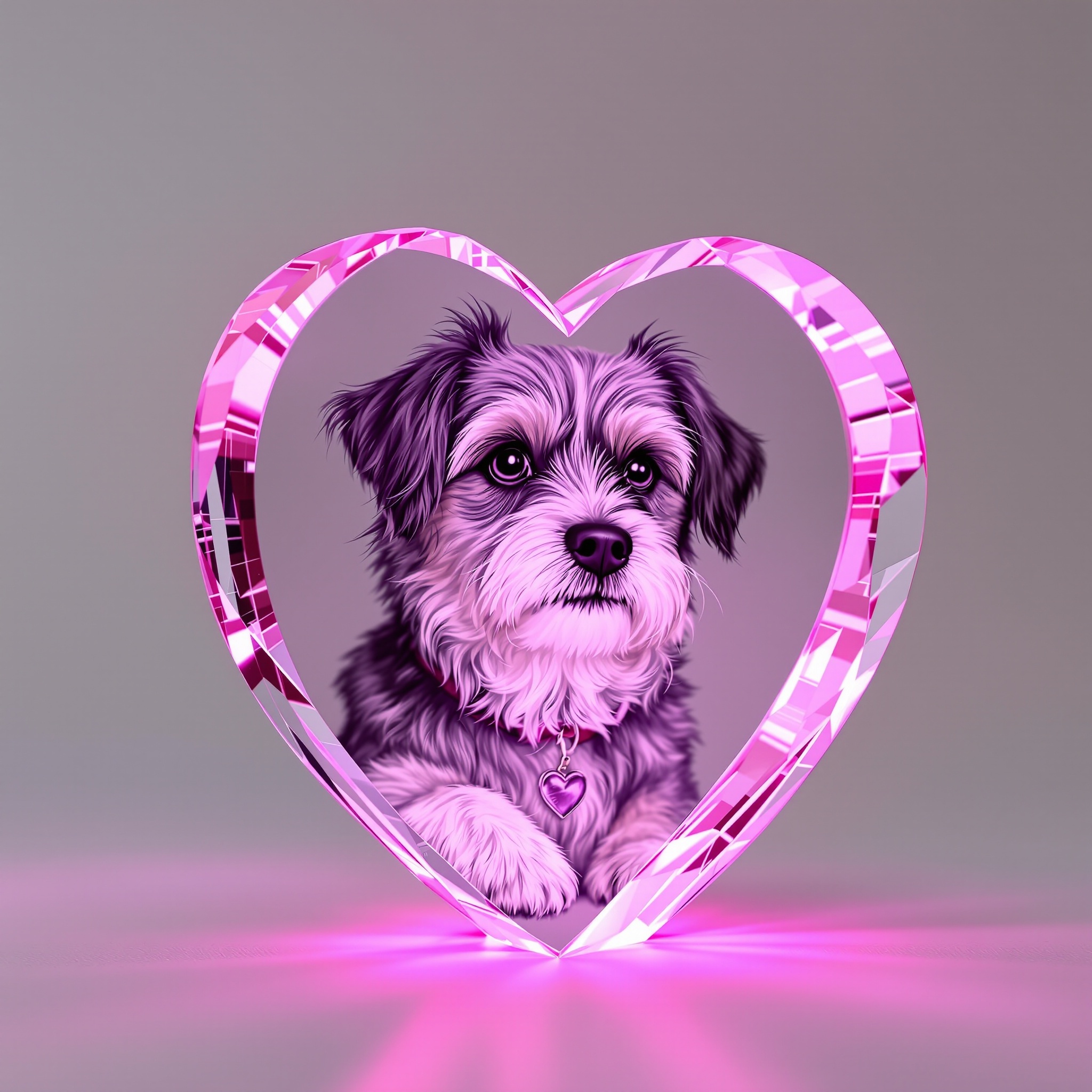 客製寵物水晶內雕(愛心形)