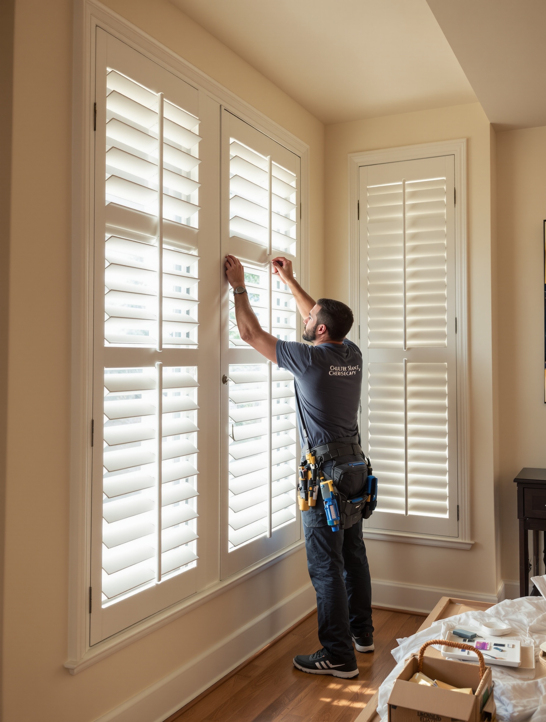 Professional window treatment installation in South Florida home