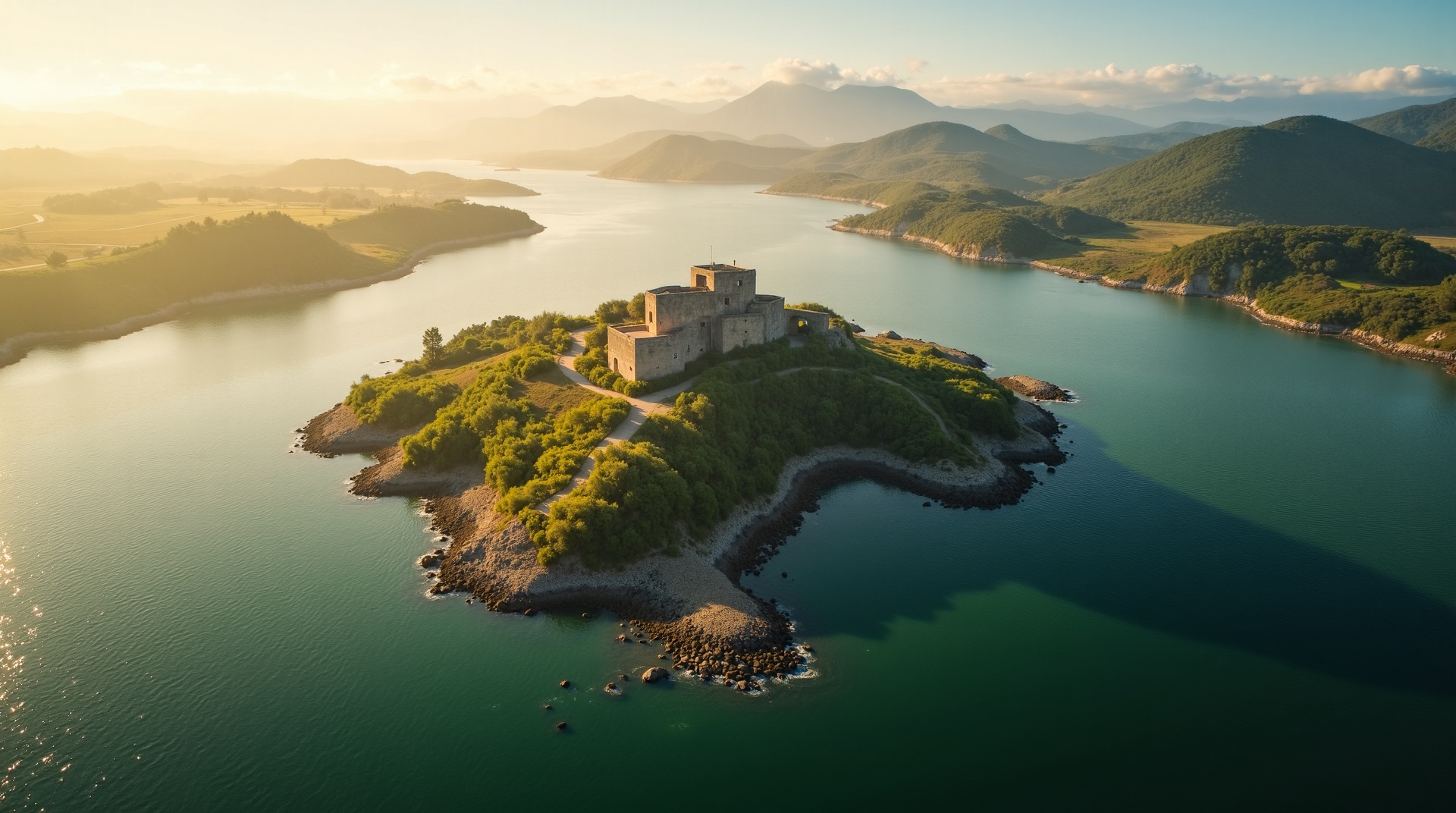 Vista aérea do Forte da Insua em Caminha, Alto Minho