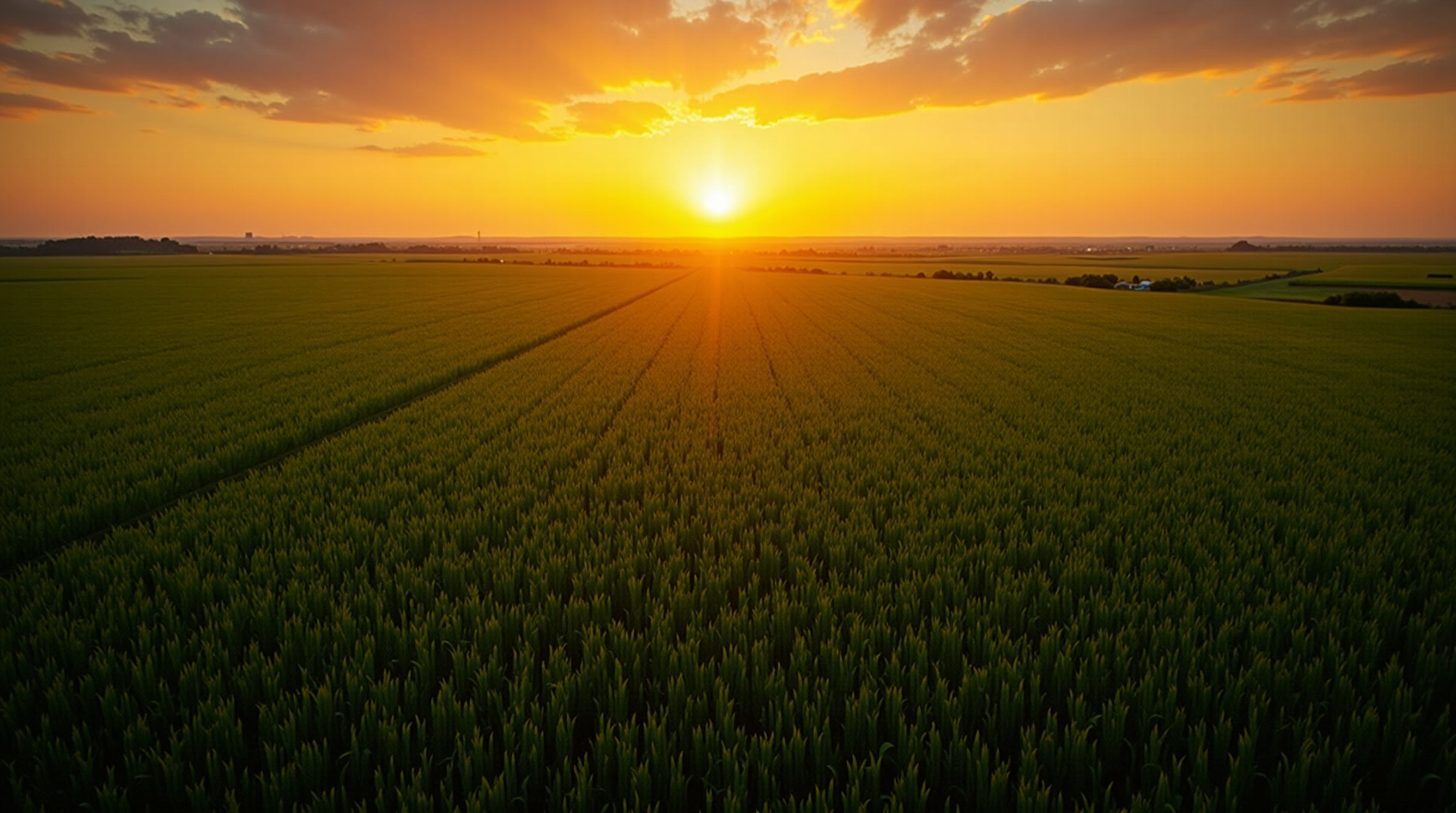 Plantação brasileira ao pôr do sol