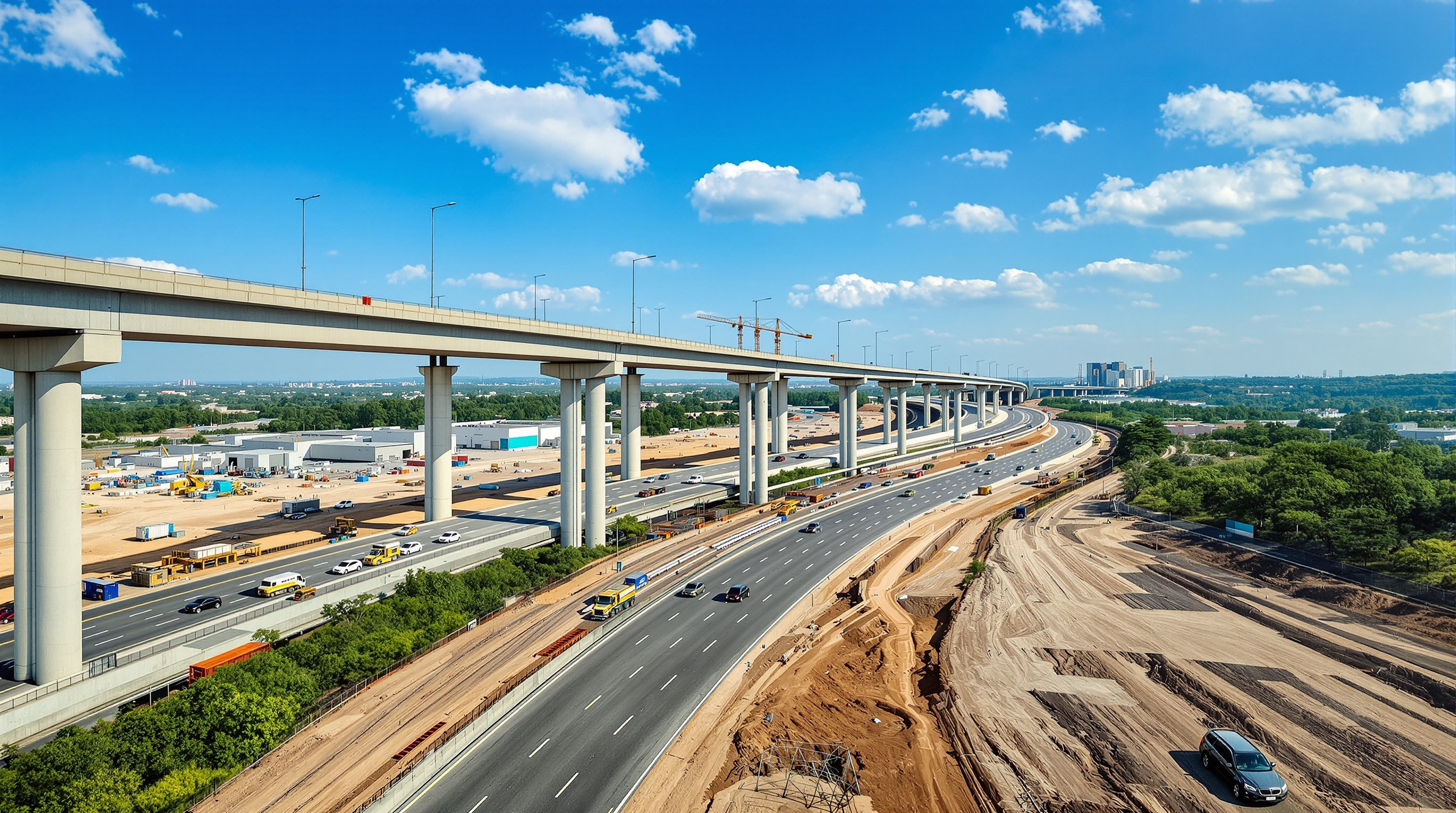 Otoyol inşaatı - çok şeritli otoyol yapım çalışması