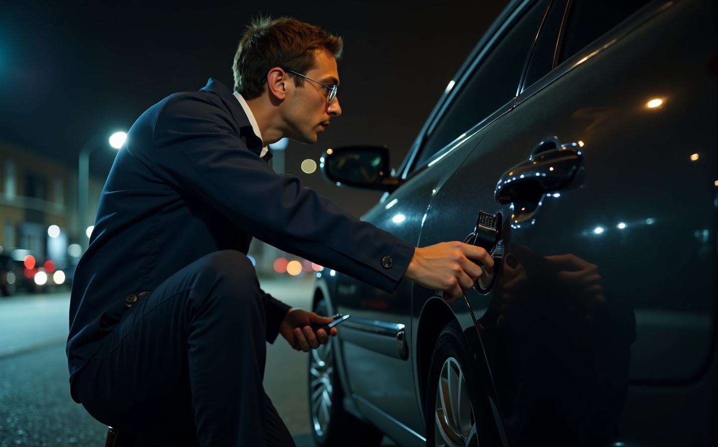 Professional locksmith at work