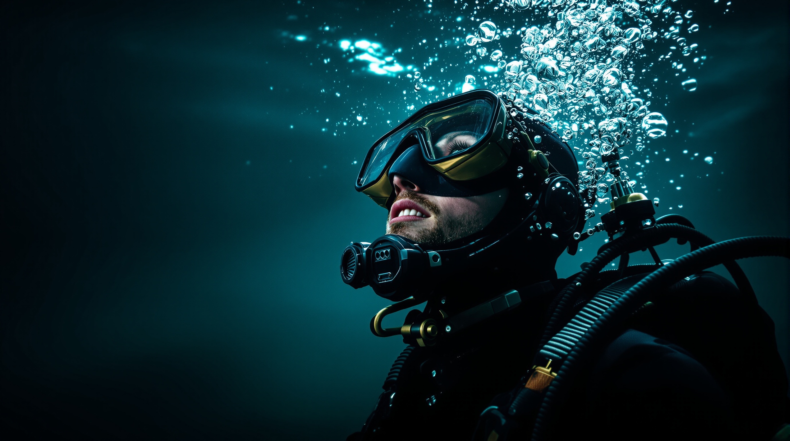Buzo profesional bajo el agua